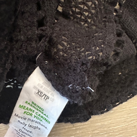 Aerie Black Ribbed Crop Tank Top Crocheted - Picture 4 of 5